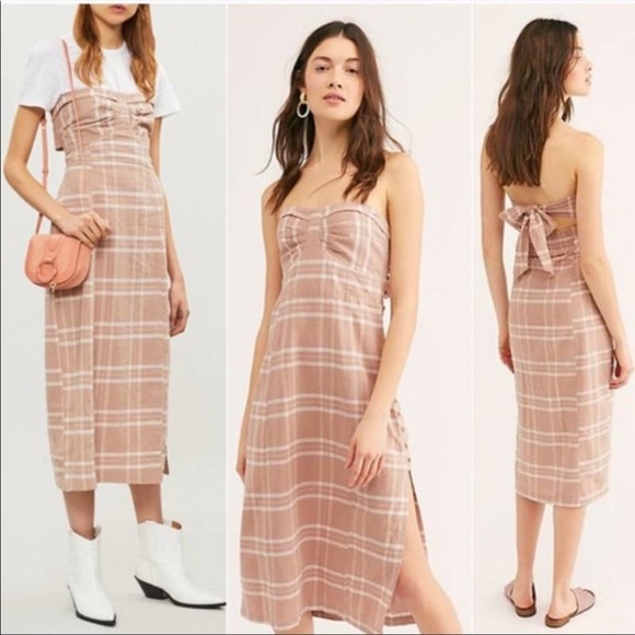 Free People Life Like This Plaid Dress in Natural - LargeNWT - Retails for $128 - Picture 5 of 6